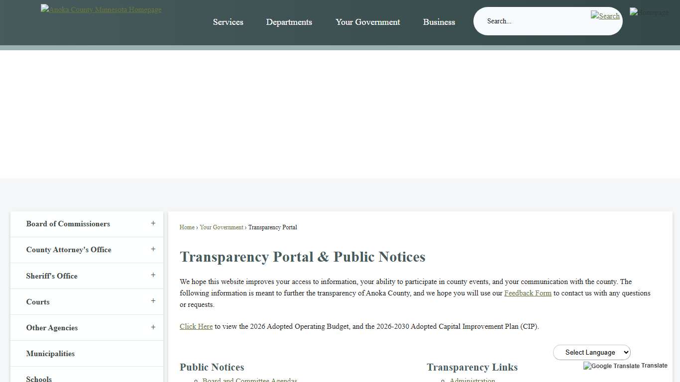 Transparency Portal & Public Notices Anoka County, MN - Official Website